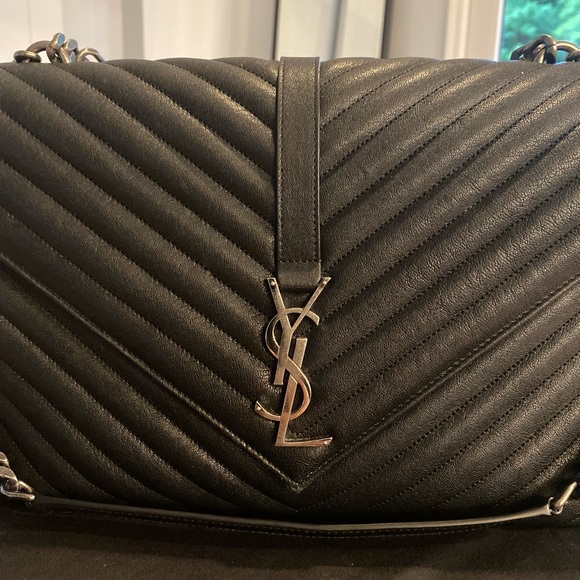 Saint Laurent College Large Chain Bag in Quilted Leather - Picture 7 of 14